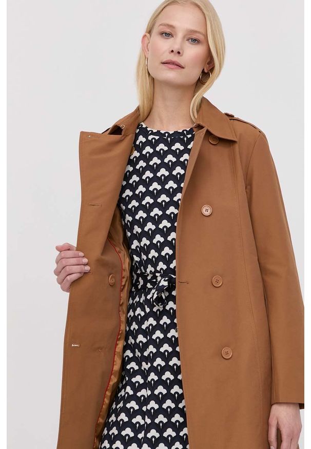 MAX&Co. trencz damski kolor brązowy przejściowy. Okazja: na co dzień. Kolor: brązowy. Materiał: tkanina, materiał. Wzór: gładki. Styl: casual