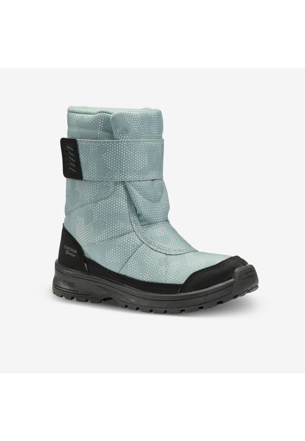quechua - Buty turystyczne śniegowce dla dzieci Quechua SH100 Warm wodoodporne. Okazja: na spacer, na uczelnię. Zapięcie: rzepy. Kolor: zielony. Materiał: materiał. Sezon: zima. Sport: narciarstwo, turystyka piesza