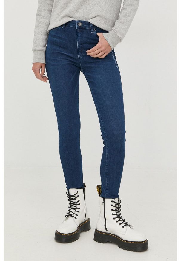 Karl Lagerfeld jeansy damskie medium waist. Kolor: niebieski
