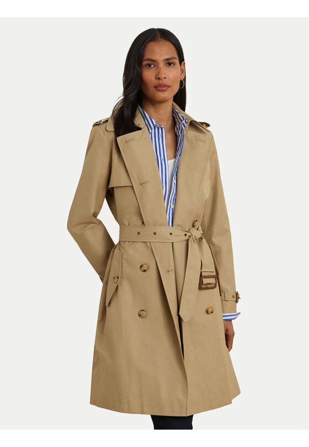 Lauren Ralph Lauren - LAUREN RALPH LAUREN Trencz 297967122002 Beżowy Regular Fit. Kolor: beżowy. Materiał: bawełna