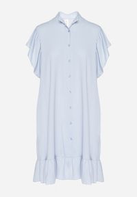 Born2be - Jasnoniebieska Sukienka Koszulowa z Guzikami i Falbankami Tenalena. Okazja: na co dzień. Typ kołnierza: kołnierz z falbankami. Kolor: niebieski. Typ sukienki: koszulowe. Styl: sportowy, casual, elegancki #5