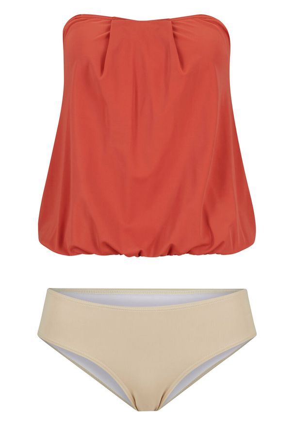 Tankini (2 części), przyjazne dla środowiska bonprix czerwono-brązowo-piaskowy. Kolor: czerwony. Materiał: materiał