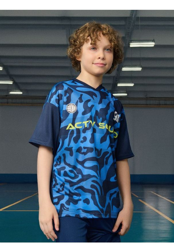 Sinsay - Koszulka Active - granatowy. Kolor: niebieski