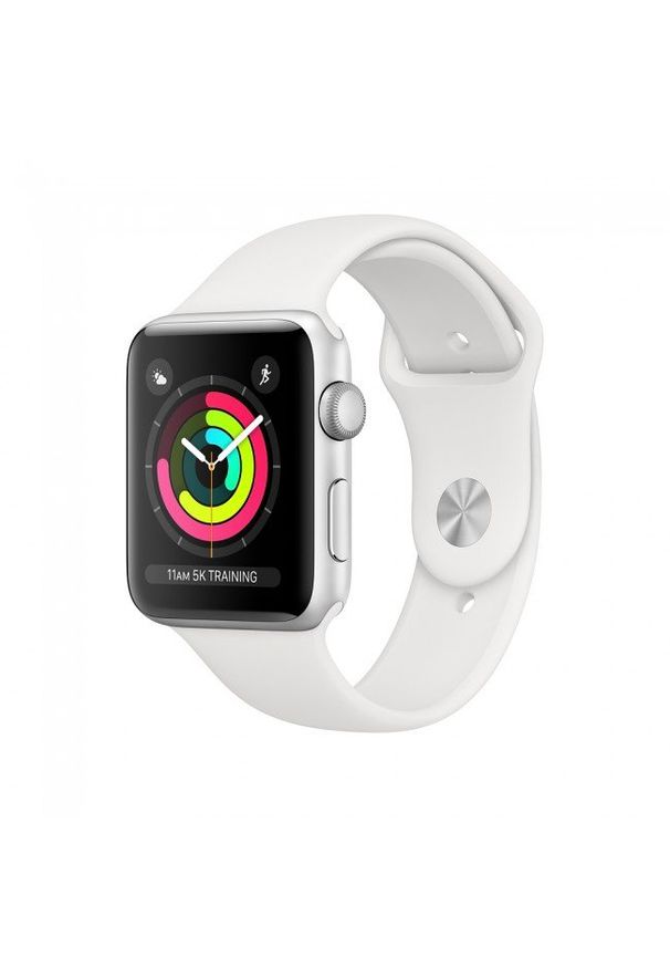 APPLE - Smartwatch Apple Watch 3 - srebrne aluminium 38 | biały sportowy pasek. Rodzaj zegarka: smartwatch. Kolor: biały, srebrny, wielokolorowy. Styl: sportowy