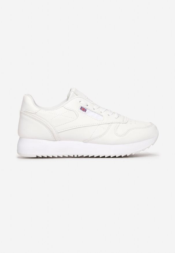 Renee - Białe Sneakersy Corarephis. Wysokość cholewki: przed kostkę. Nosek buta: okrągły. Kolor: biały. Szerokość cholewki: normalna. Wzór: aplikacja