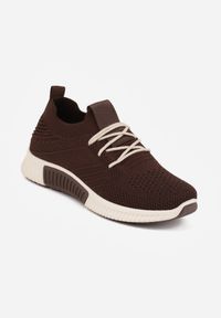 Renee - Brązowe Sneakersy na Tłoczonej Podeszwie z Elastyczną Cholewką Lamilia. Nosek buta: okrągły. Zapięcie: sznurówki. Kolor: brązowy. Materiał: materiał. Szerokość cholewki: normalna. Obcas: na obcasie. Wysokość obcasa: niski #3