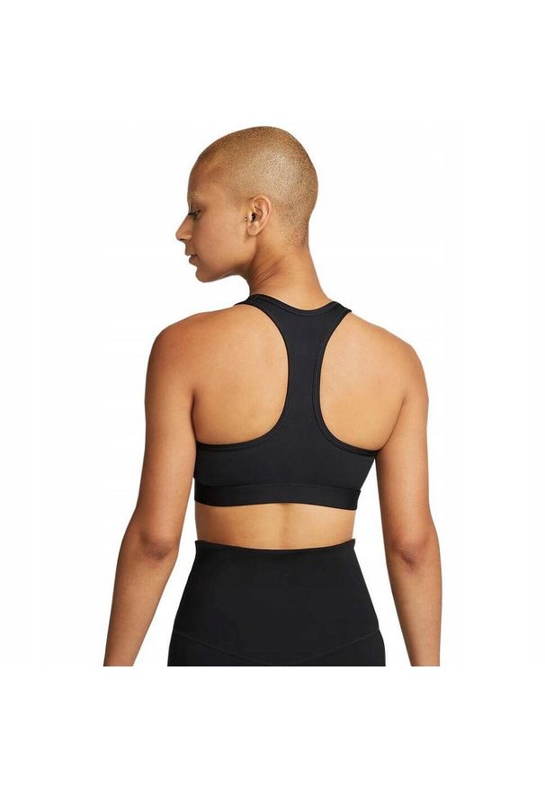 Nike - Damski Biustonosz Sportowy Swoosh Ze Średnim Wsparciem. Kolor: czarny