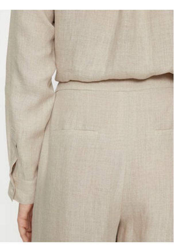 Marella Spodnie materiałowe Nizere 2413131212 Écru Relaxed Fit. Materiał: len