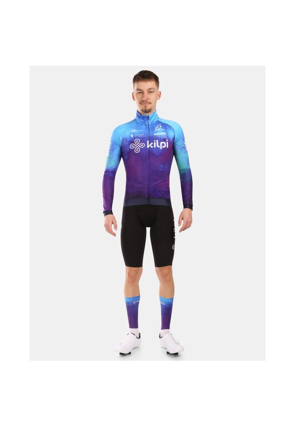 Męska koszulka kolarska z długim rękawem Kilpi VULCANO-M. Typ kołnierza: polo. Kolor: niebieski. Długość rękawa: długi rękaw. Długość: długie