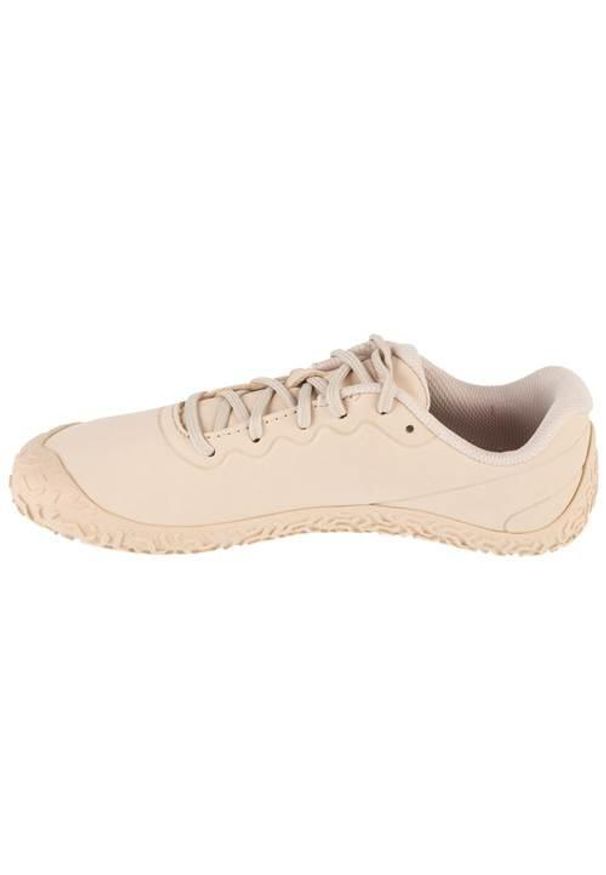 Buty do biegania damskie Merrell Vapor Glove 6 Ltr. Okazja: na co dzień. Zapięcie: sznurówki. Kolor: beżowy. Materiał: guma, tkanina, skóra, materiał, syntetyk. Szerokość cholewki: normalna