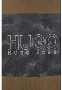 Hugo - T-shirt bawełniany. Okazja: na co dzień. Kolor: zielony. Materiał: bawełna. Wzór: nadruk. Styl: casual