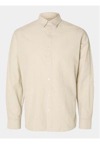 Selected Homme Koszula 16078867 Beżowy Slim Fit. Kolor: beżowy. Materiał: bawełna #5