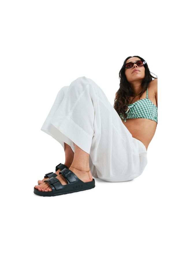 Roxy - Klapki damskie KATTIE. Kolor: czarny. Materiał: syntetyk. Styl: sportowy