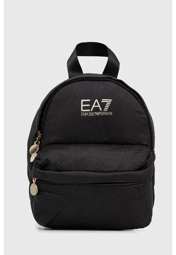 EA7 Emporio Armani plecak damski kolor czarny mały wzorzysty. Kolor: czarny