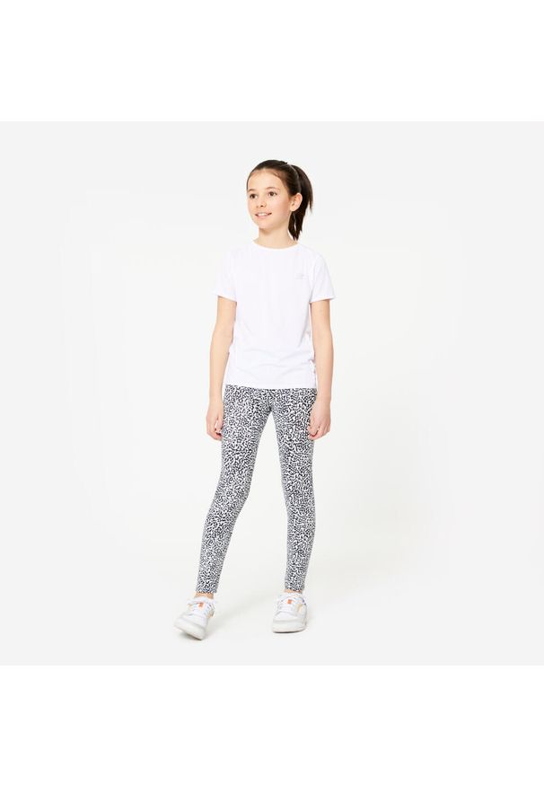 Decathlon - Legginsy dziecięce Domyos 500. Kolor: czarny. Materiał: bawełna, materiał, elastan. Styl: sportowy
