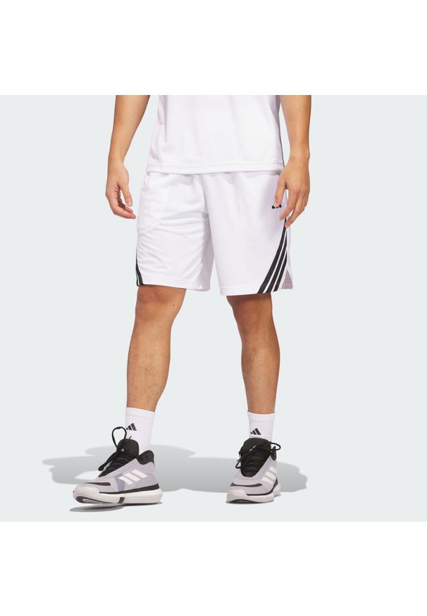 Adidas - Szorty Legends 3-Stripes Basketball. Kolor: biały, wielokolorowy, czarny. Materiał: materiał. Sport: koszykówka