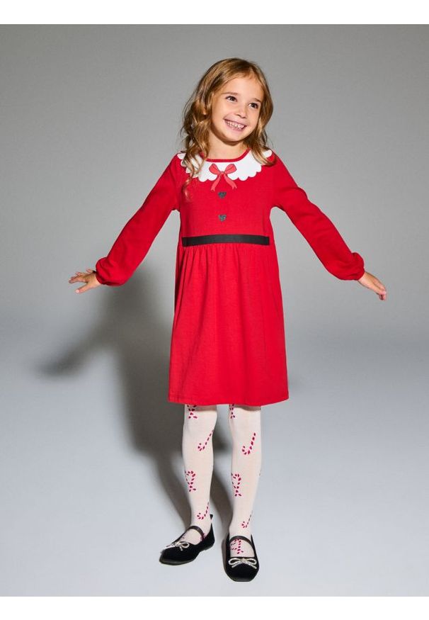 Sinsay - Sukienka z długim rękawem - czerwony. Kolor: czerwony. Długość rękawa: długi rękaw