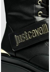 Just Cavalli - JUST CAVALLI Czarne damskie botki FONDO BOURNE, Rozmiar 37. Kolor: czarny #6