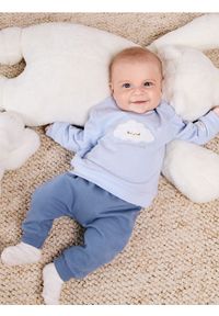 Sinsay - Bawełniane spodnie ze ściągaczmi - niebieski. Kolor: niebieski. Materiał: bawełna #1