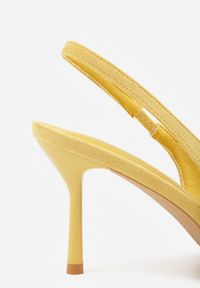 Renee - Żółte Sandały Slingback na Szpilce z Imitacji Zamszu Carilona. Zapięcie: bez zapięcia. Kolor: żółty. Materiał: zamsz. Sezon: lato. Obcas: na szpilce. Wysokość obcasa: średni #5
