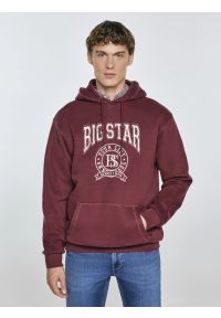 Big-Star - Bluza męska z kapturem z haftem bordowa Adam 604. Typ kołnierza: kaptur. Kolor: czerwony. Materiał: dzianina. Wzór: haft