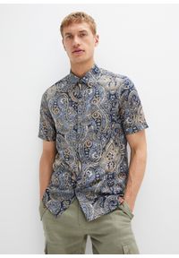 bonprix - Koszula z krótkim rękawem z lekkiego letniego materiału. Kolor: niebieski. Materiał: materiał. Długość rękawa: krótki rękaw. Długość: krótkie. Wzór: paisley. Sezon: lato #1