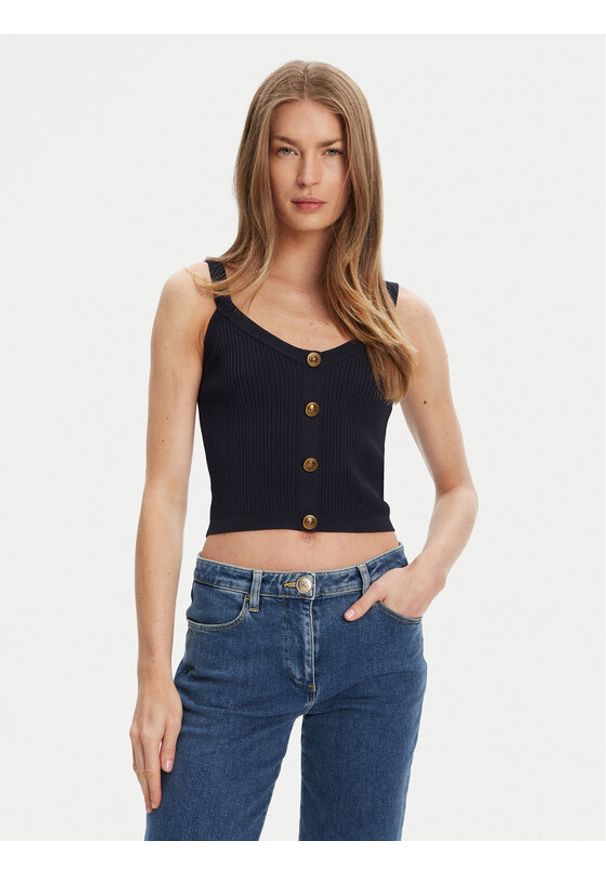 Guess Top W5YR10 Z0130 Granatowy Regular Fit. Kolor: niebieski. Materiał: syntetyk