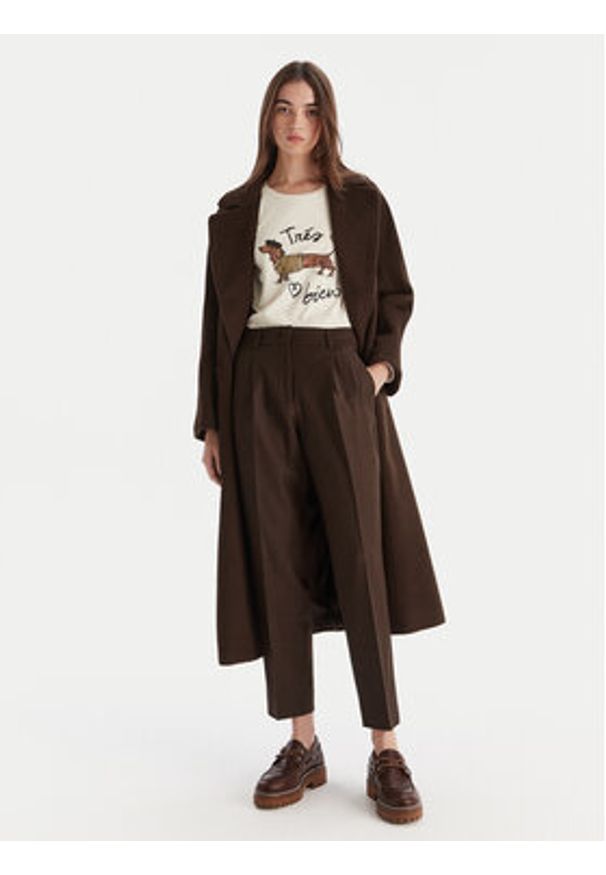 Weekend Max Mara Spodnie materiałowe Caldaia 2525136152 Brązowy Regular Fit. Kolor: brązowy. Materiał: wełna