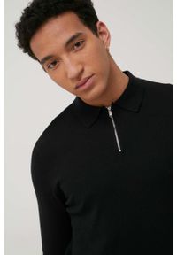 Brave Soul sweter bawełniany męski kolor czarny lekki. Okazja: na co dzień. Kolor: czarny. Materiał: bawełna. Długość rękawa: długi rękaw. Długość: krótkie. Styl: casual #5