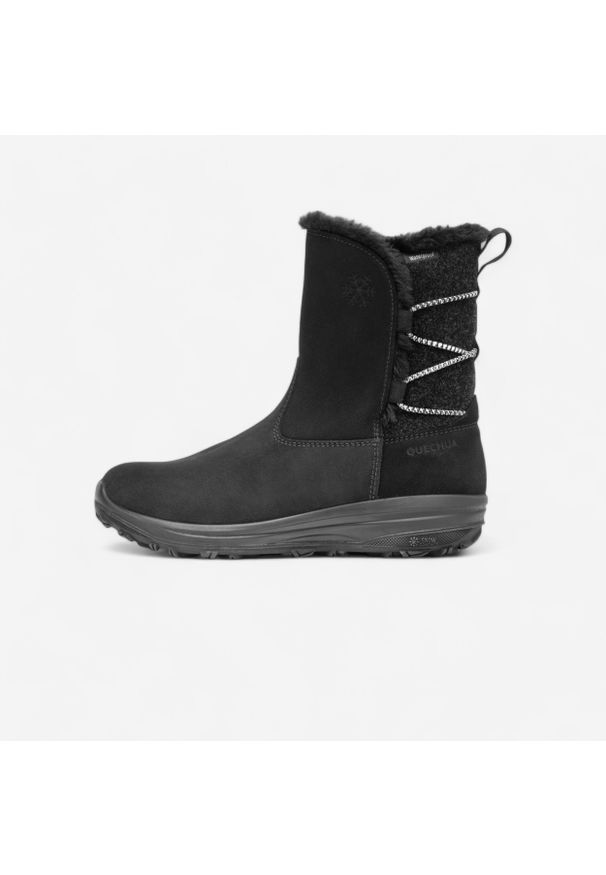 quechua - Buty turystyczne damskie Quechua NH500 skóra. Okazja: na co dzień. Kolor: czarny. Materiał: skóra. Szerokość cholewki: szeroka. Sezon: zima. Styl: casual, sportowy