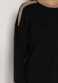 Born2be - Czarny Sweter z Bawełną i Metaliczną Nicią Tusima. Kolor: czarny. Materiał: bawełna. Styl: klasyczny, elegancki #4