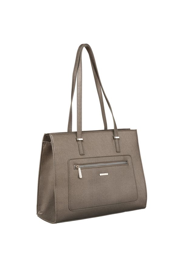 DAVID JONES - Shopperka srebrna David Jones CH21081. Kolor: srebrny. Materiał: skórzane. Rozmiar: duże. Styl: elegancki