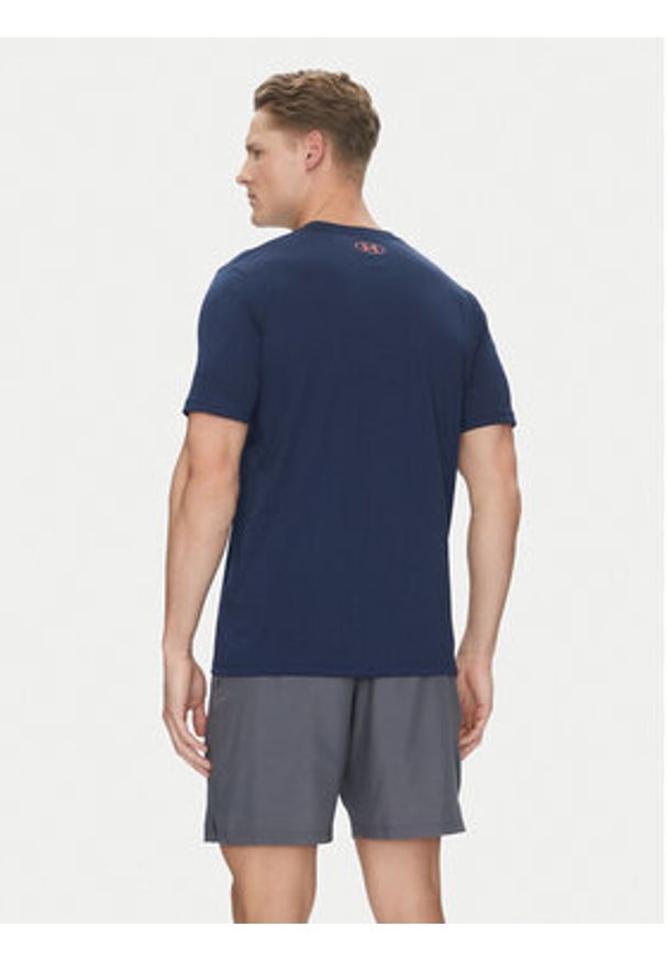 Under Armour T-Shirt Boxed Sports 1386793 Granatowy Loose Fit. Kolor: niebieski. Materiał: bawełna