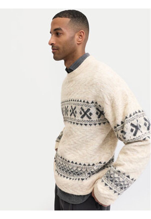 Jack & Jones Sweter Blumax 12286244 Beżowy Relaxed Fit. Kolor: beżowy. Materiał: syntetyk