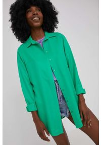 Answear Lab koszula damska kolor zielony relaxed z kołnierzykiem klasycznym. Typ kołnierza: kołnierzyk klasyczny. Kolor: zielony. Materiał: tkanina. Długość rękawa: długi rękaw. Długość: długie. Styl: wakacyjny, klasyczny #2