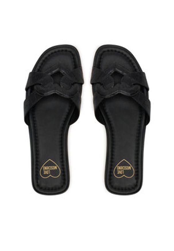 Love Moschino - LOVE MOSCHINO Klapki JA28092G1MIB0000 Czarny. Kolor: czarny. Materiał: skóra