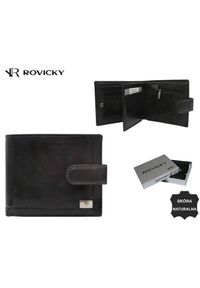 ROVICKY - Portfel skórzany Rovicky PC-107L-BAR czarny. Kolor: czarny. Materiał: skóra
