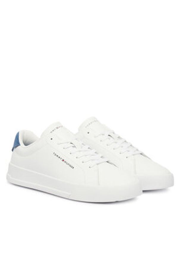 TOMMY HILFIGER - Tommy Hilfiger Sneakersy Th Court Lth Detail Ess FM0FM05367 Biały. Kolor: biały. Materiał: skóra