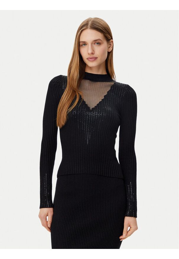 Guess Sweter W5RR15 Z2Y50 Czarny Regular Fit. Kolor: czarny. Materiał: syntetyk, wiskoza