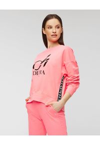 Deha - Bluza DEHA MOVE. Kolor: różowy. Materiał: skóra, elastan, bawełna. Wzór: nadruk, gładki #2