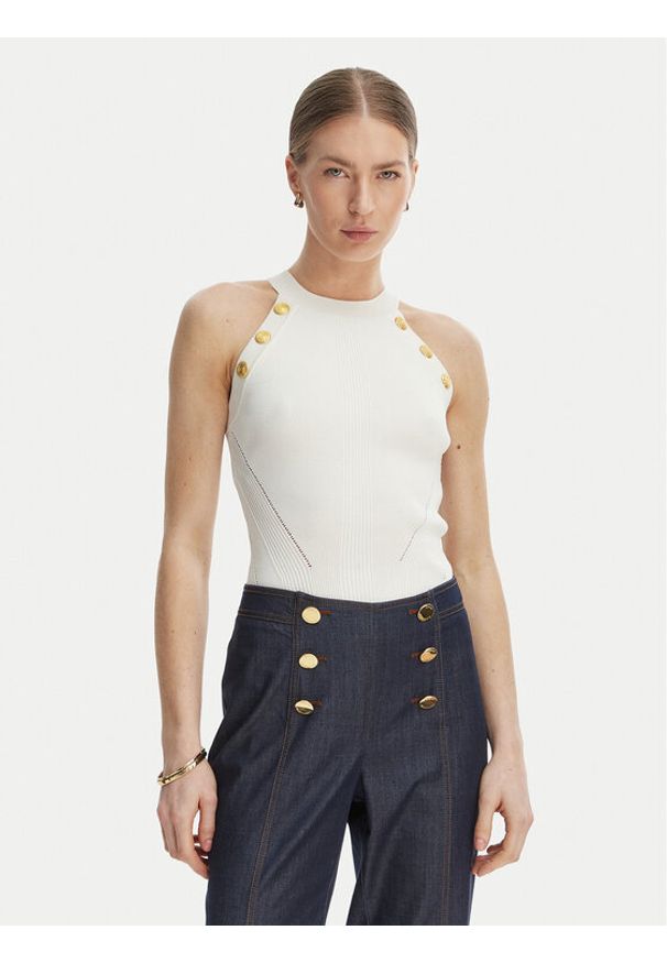 Marciano Guess Sweter G6GR10 Z0625 Biały Regular Fit. Kolor: biały. Materiał: wiskoza