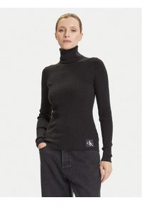 Calvin Klein Jeans Golf LV047D350G Czarny Regular Fit. Typ kołnierza: golf. Kolor: czarny. Materiał: bawełna