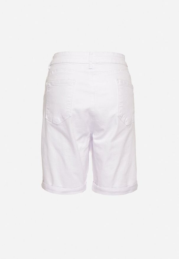 Born2be - Białe Szorty Jeansowe z Wysokim Stanem z Efektem Push-Up Namsene. Stan: podwyższony. Kolor: biały. Materiał: jeans. Styl: klasyczny, wizytowy