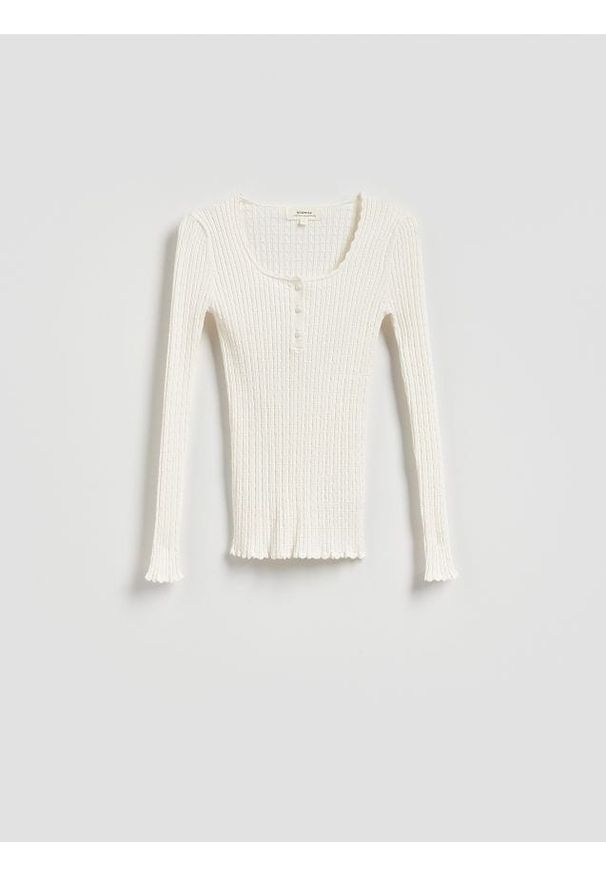 Reserved - Sweter z wiskozy - złamana biel. Materiał: wiskoza