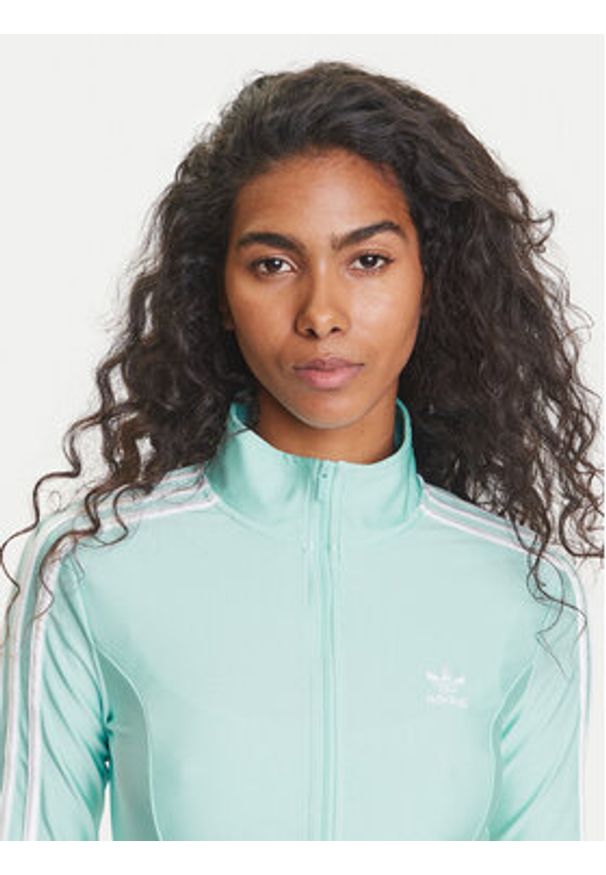 Adidas - adidas Bluza adicolor 3-Stripes JC5579 Turkusowy Slim Fit. Kolor: turkusowy. Materiał: syntetyk