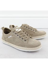 Półbuty męskie espadryle khaki Nowacki 0017-E. Kolor: brązowy. Materiał: materiał. Szerokość cholewki: normalna