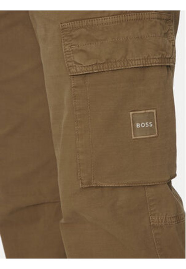 BOSS Spodnie materiałowe Sisla-8 50530599 Khaki Regular Fit. Kolor: brązowy. Materiał: bawełna
