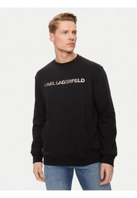 Karl Lagerfeld - KARL LAGERFELD Bluza 705025 542900 Czarny Regular Fit. Typ kołnierza: dekolt w karo. Kolor: czarny. Materiał: bawełna