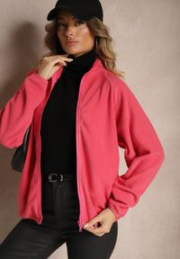 Renee - Różowa Bluza z Zapięciem na Suwak Kieszeniami i Stójką Esandria. Okazja: na co dzień. Typ kołnierza: kołnierzyk stójkowy. Kolor: różowy. Materiał: jeans. Styl: casual, klasyczny #4