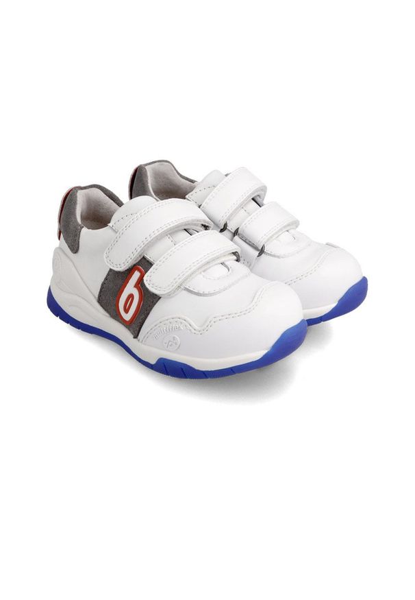 Biomecanics buty skórzane dziecięce. Nosek buta: okrągły. Zapięcie: rzepy. Kolor: niebieski. Materiał: skóra